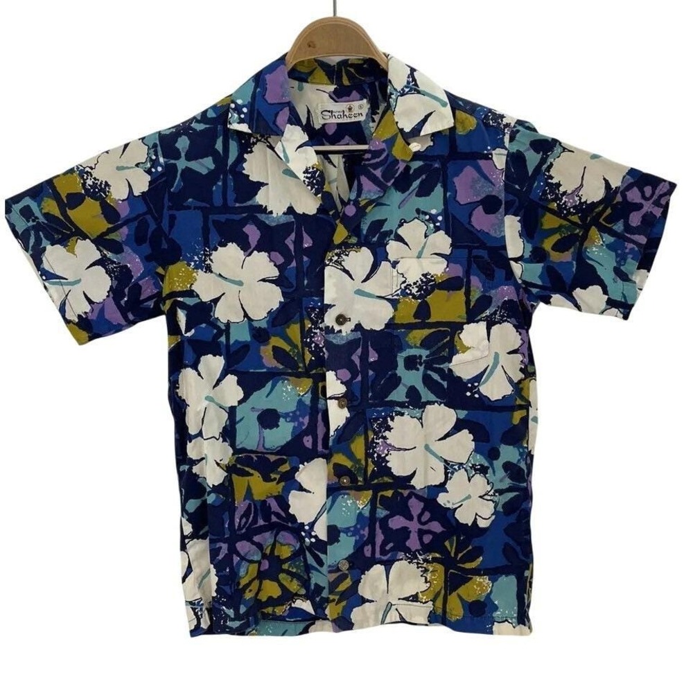 VTG 60s Alfred Shaheen Loop Collar SZ S Hawaii Shirt Hawaiian Aloha Floral